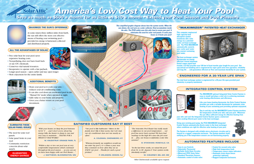 PCS3 solar pool heater brochure center fold spread