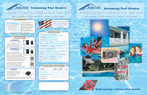 PCS3 solar pool heater brochure front-back spread